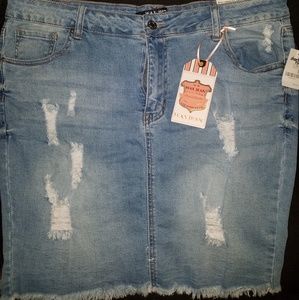 Denim Distressed Skirt